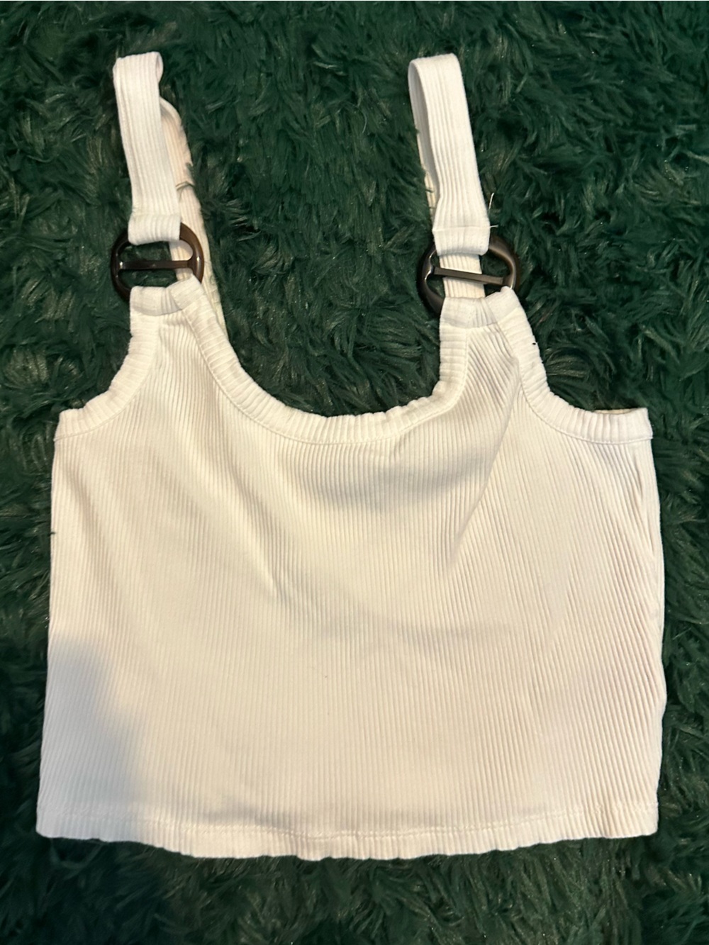 3/$25 ✨ White Ribbed Topshop Ring Strap Crop Tank Size 6